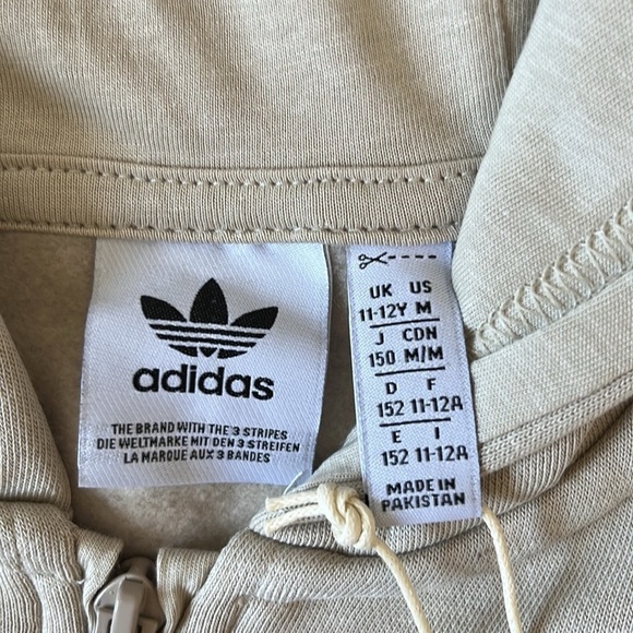 Adidas Unisex kids HZ Hoodie zip up in wonder beige size Medium - Picture 4 of 11